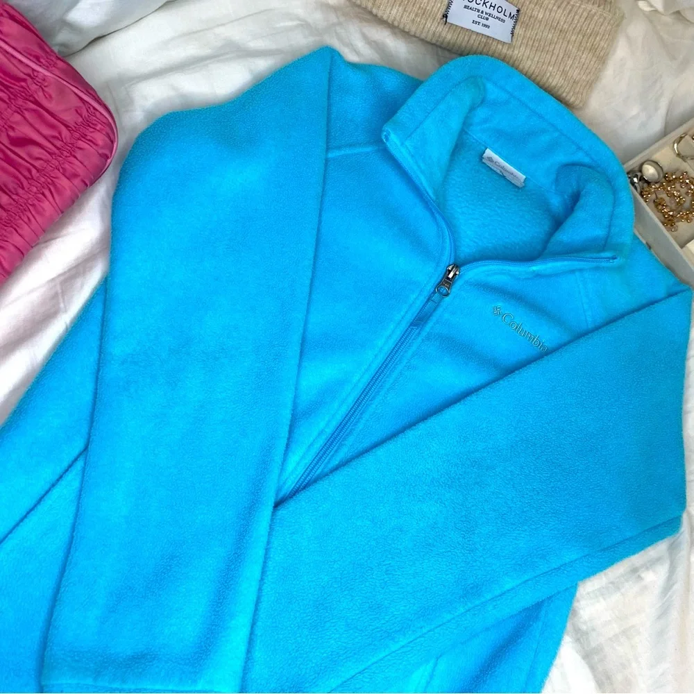 Vintage 90s Columbia Sportswear Retro Turquoise Blue Petite XS Y2K Style Jacket